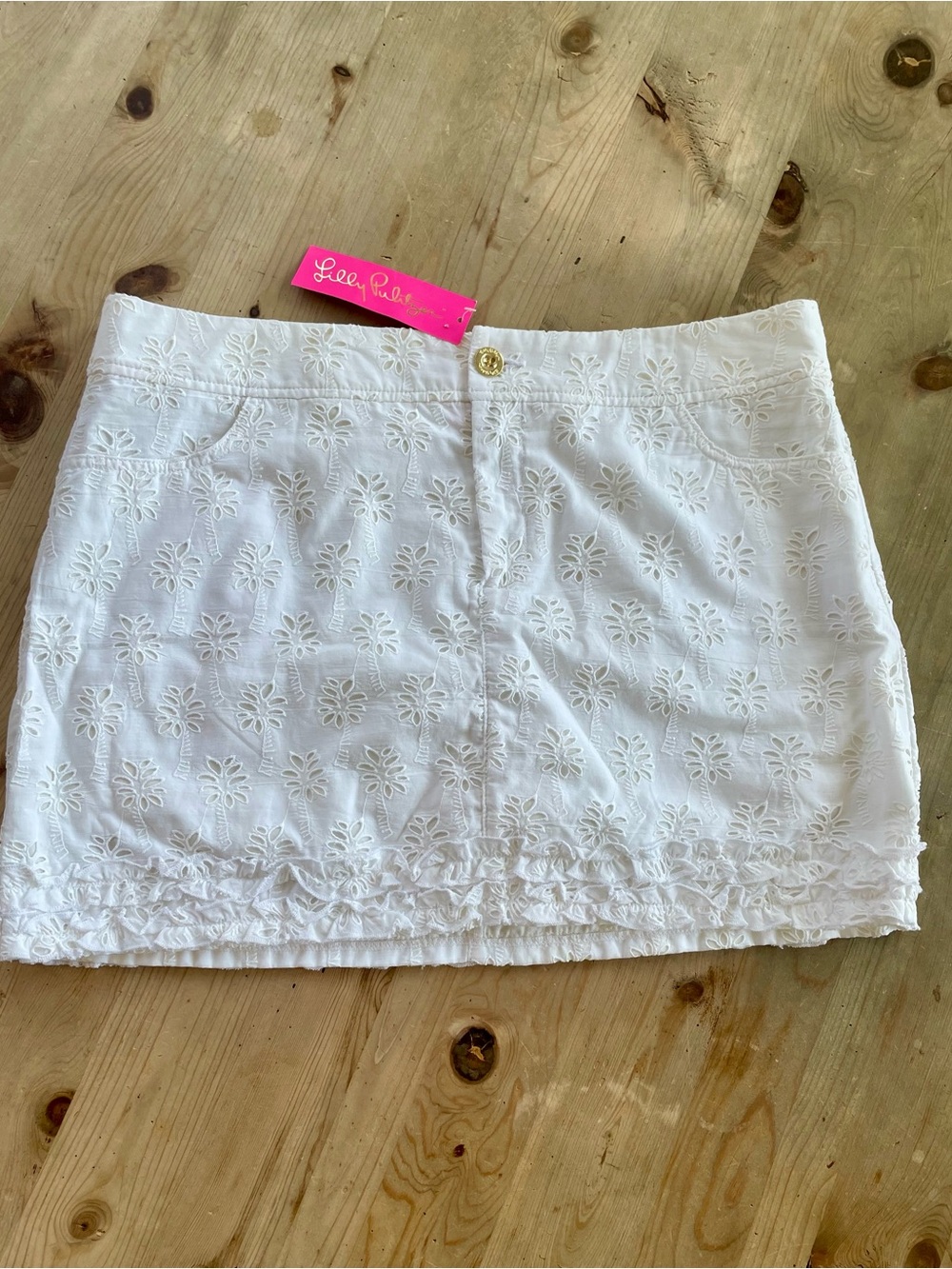 NWT Lilly Pulitzer Nicki Palm Eyelet Skort w Ruffle Hemline Coastal Quiet Luxury